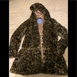 Free People Faux Leopard Coat Small